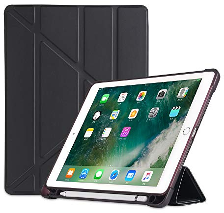 MadeRy Coque pour iPad 2018 & 2017 9.7 / iPad Pro 9.7 / iPad Air 2 / iPad Air, Smart Cover Case Housse Étui de Protection Ultra Fin Support Mise en Veille Automatique, Black