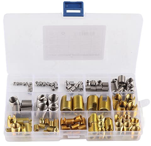 Lot de 116 inserts fendus autotaraudeurs et inserts filetés en acier pour réparation de filetage.