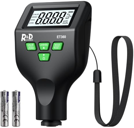 RDINSCOS Car Paint Thickness Gauge Meter for Fe/Zn/NFe Automatic Detection | Digital Coating Depth Gauge Professional Magnetic Thickness Gauge Tester Handheld with Backlight LCD Display (ET360)