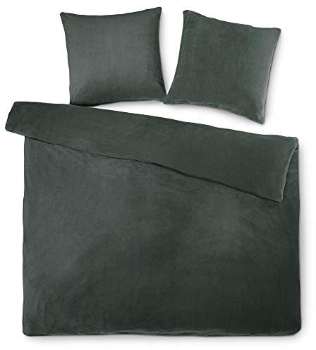 aqua-textil Feelwell Bettwäsche 200 x 220 cm 3teilig Coral Fleece Bettbezug Thermo Flausch anthrazit