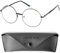 Hippie Runde Blaufilter Brille Lesebrille mit Große Gläser, Etui, Anti Blaulicht Brille Stil 60er Jahre aus Metall (Graphit), Blaulichtfilter Brille Damen und Herren +2.0 Dioptrien