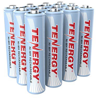 Tenergy AAA Rechargeable Battery, High Capacity 1000mAh NiMH AAA Battery, 1.2V Triple A Batteries, 12-Pack