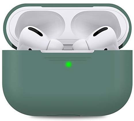 AHASTYLE Silikon Hülle für Airpods Pro Schutzhülle und Haut Case für AirPods Pro [Front-LED Sichtbar] [Kabelloses Laden] Kompatibel mit Airpods Pro 2019 (Ohne Karabiner, Kieferngrün)