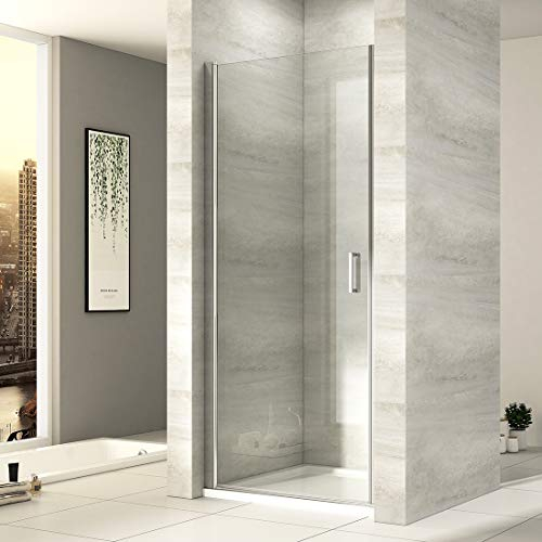 EMKE Pendeltür Duschtür 75cm Nischentür Duschabtrennung 6mm ESG klares Sicherheitsglas Rahmenlos Schwingtür dusche Duschwand Duschkabine mit Beidseitiger NANO Beschichtung Höhe: 195cm