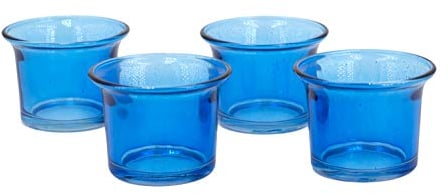 Creativery Teelichtgläser 63x45 mm Set 4 Stück Teelichthalter Glas mit geschwungenem Rand Tulpenform Farbauswahl: blau 352 / königsblau/Royalblau