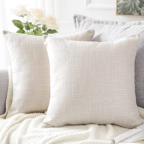 Artscope 2er Set Kissenbezug Einfarbig Wurfkissenbezug, Leinen Kissenbezüge Moderne Dekokissen Kissenhülle Set Kissen Fall für Sofa Auto Schlafzimmer Zuhause Dekor 18x18 Zoll 45x45cm Beige