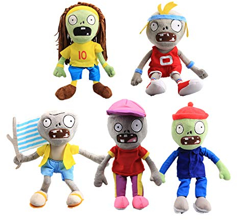 uiuoutoy 5 Pcs Zombies Plushies Sports Zombies Cosplay Red Cap Sport Skating Flag Zombies Pvz Plush Soft Toys Dolls