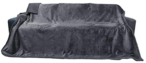 luciphia Decken Wasserdicht Haustierdecke Flaushig Doppelschichtig-Verdicht Hundedecke Katze Welpe Dunkelgrau XL (145 * 216cm)