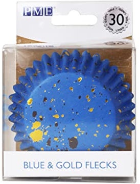 PME Cupcake-Förmchen, mit Folie gefüttert, Blau und goldfarben, 30 Stück