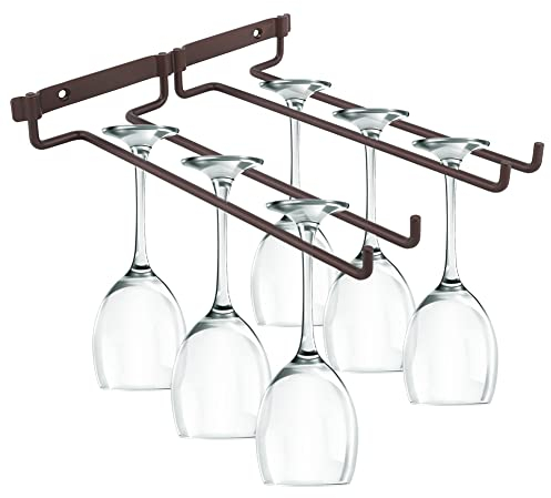 Jenngaoo Weinglashalter, Gläserschiene Zweireihig Gläserhalter aus Verchromten Metall Weinschale Rack Glas Hanger Glashalter Weinglashalterung, 27x24x4 cm /10,6x9,4x1,6 Zoll (Bronze)