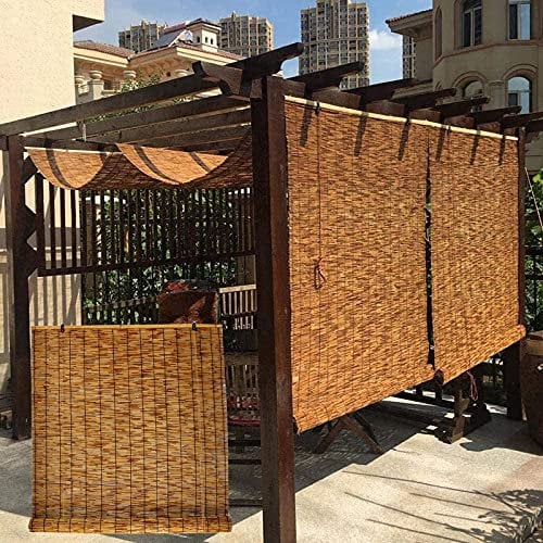 AINUO Outdoor Roller Shades, Home Kitchen Sun Shade, Roman Shades With Side Pull, for Patio Pergola Garden Bamboo Blinds for Window (Size : 80 x 200 cm (32 x 79 in))