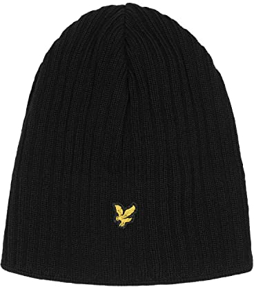 Lyle & Scott Herren Stricker gemütlich Wintermütze Hut gestrickt - True Schwarz