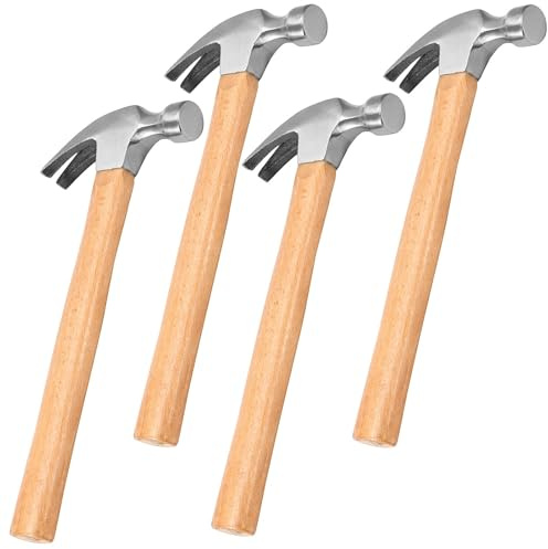FUNSUEI 4 PCS 16 OZ Claw Hammer, Straight Claw Hammer, Carbon Steel Rip Claw Hammers with Wood Handle for Prying Nails, Woodworking, Repairing