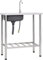 Canditree Mobile Évier de Cuisine Extérieur, Evier de Camping en Acier Inoxydable avec Robinet (75 x 40 x 15 cm)