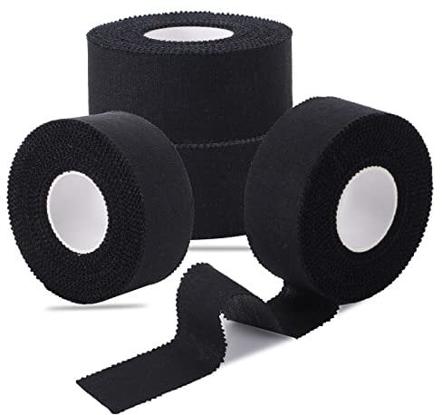 4 Rolls Zinc Oxide Tape, 10m x 2.5cm Cohesive Bandage Flexible Breathable Wrist Finger Tape Easy Tear Athletic Sports Tape for First Aid Sports Ankle(Black)
