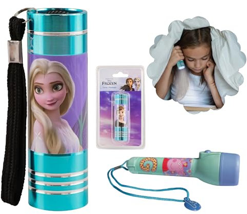 HOVUK Lampe torche LED en aluminium La Reine des Neiges pour jeunes aventuriers - Cadeau pour filles de 3 ans et plus