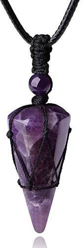 XIANNVXI Men's Necklaces Amethyst Necklace for Men Women Healing Gemstone Stone Crystal Pendant Purple Necklace Jewellery