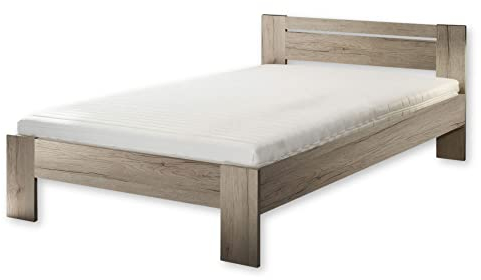 CANNES Futonbett 120 x 200 cm - Minimalistisches Jugendzimmer Bett in Eiche San Remo Optik - 125 x 71 x 204 cm (B/H/T)