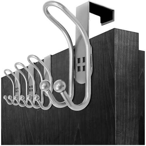 com-four® 4x Patères de Porte - Patères Doubles avec Protection en Mousse pour Portes de Chambre et de Placard - Patères à Suspendre sans Perçage - Porte-Serviettes et Veste en métal