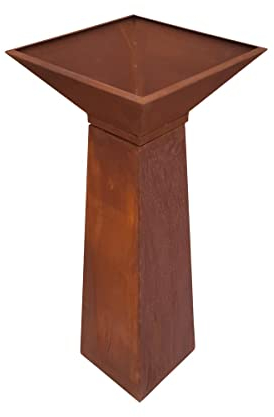 KUHEIGA Deko-Ständer Metallsäule Höhe 100cm Dekoschale Rostsäule Rost Metall Edelrost Pflanzschale