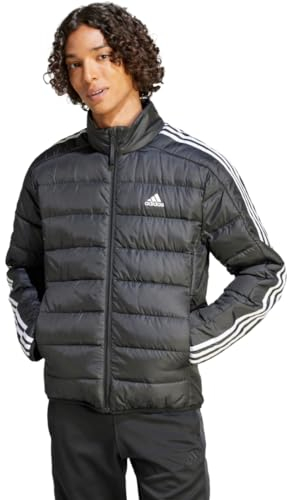 adidas Uomo Essentials 3-Stripes Light Down Jacket, Black, XL