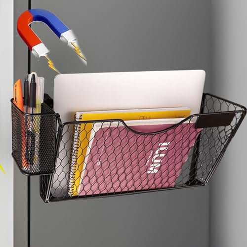 MILEGI Under Desk Drawer Organizer, Under Desk Storage Drawers Clamp-On, Hanging Desk Organizer Mesh Metal Desk Drawer Attachment, Desk Side Storage for Office and Home, Magazine Document Organizer