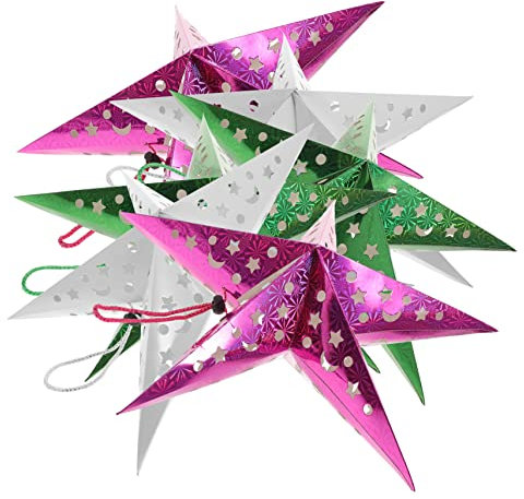 Abaodam 6stücke Papiersternlaterne Hänge Lampe Schatten Sternform Deko Für Weihnachten Hochzeit Party Zimmer Wanddekoration Aus Falten Papier