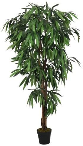 vidaXL Manguier Artificiel 1050 Feuilles, Arbre avec Pot en Plastique, Fausse Plante, Decoration d'Entrée Salon Bureau Jardin Patio, 200 cm Vert