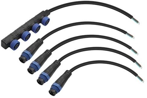 PNGKNYOCN M15 Wasserdichter 4-Wege-Verteiler, IP67, 2-poliges Y-Kabel und 2-poliges Kabel für LED-Installationsprojekte im Innen- und Außenbereich