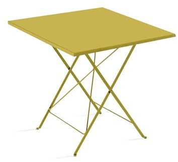 Mondo Viro Klapptisch Step, quadratisch, aus verzinktem Metall, Höhe 75 cm, 70 x 70 cm, Curry