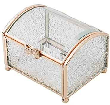 Porta Gioielli Portagioie Vetro Ripple D'acqua E Fibbia Ad Arco Champagne Gold Jewelry Organizer Box Rettangolo Vetrina Per Gioielli. Portagioielli Porta Gioie (Color : A, Size : As shown)