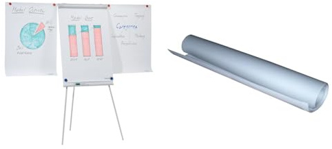 Franken Set Flipchart, Beschreibbar, Magnetisch, Mit 2 Seitenarmen, Dreibeinstativ, 68 x 105 cm, Höhenverstellbar, Stifteablage, ECO Standard, F2100/N + Flipchart-Papier 100 Blatt, F2120