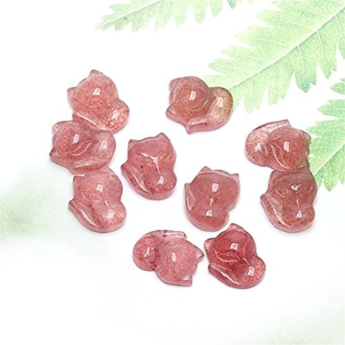 IDUTQUMW Piedra de Cristal de Fresa Hermosa Natural Tallada a Mano Linda Pata de Gato Delfín Conejo Oso Estrellas Moda for Regalos Piedra de la Suerte Piedras Naturales (Color : Fox, Size : One Size)