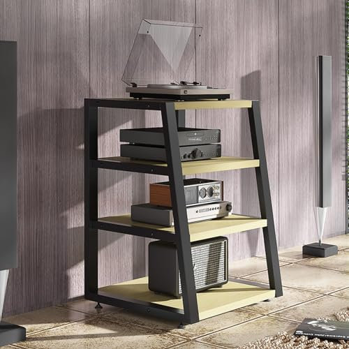 Meuble stéréo Meuble Av / Meuble TV d'angle avec pieds réglables, Meuble stéréo pour tourne-disques/ étagère pour composants audio pour chevet, bureau, home cinéma, Meuble stéréo/ étagère(Color:Style