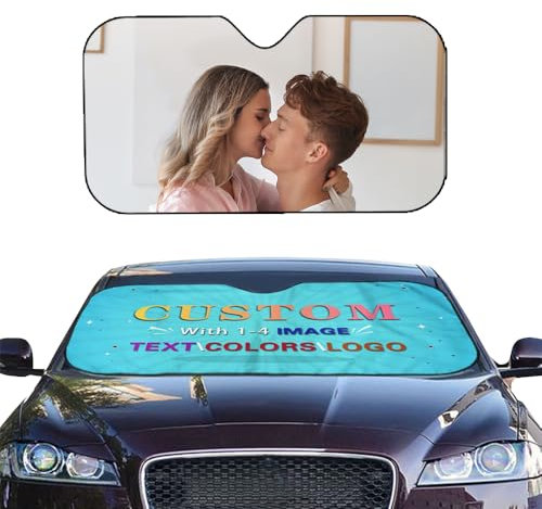 Naispanda Parasol Personalizado para Parabrisas de Coche, Parasol para Parabrisas de Coche con Texto fotográfico Logo Personalizado Protector Solar Plegable contra Rayos UV