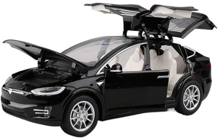 RLIUFEI Für Tesla Model X Legierung 1:24 Automodell Sound und Licht Rückkraft Nachahmung Modell Ornamente(Black)