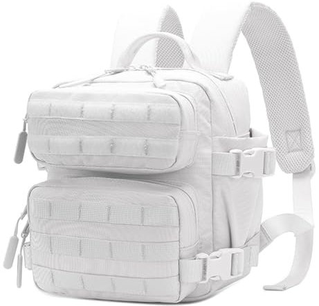 Vmokki Taktische Rucksack Klein 9 Liter Wanderrucksack Rückenbelüftung Anti Diebstahl für Wandern Reise Camping Trekking Jungen Mädchen Damen Herren (Weiß)