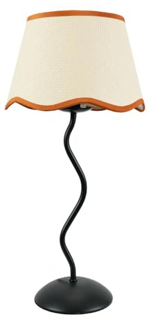 ValueLights | Black Metal Wavy Stem Table Lamp with Rust Trim Scallop Shade Living Room Bedroom Light | Table Lamps, Home Décor & Improvement Essential | Included LED Bulb