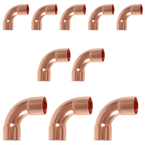 (Pack of 10) EFIELD 5/8 C X C Long Turn Copper 90-Degree Elbow, LF Copper Plumbing Fittings with Sweat Solder Connection