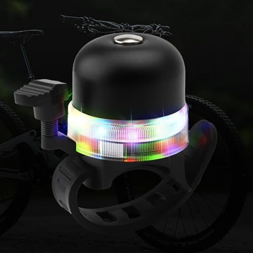 DAWRIS Bike Bell with RGB Lights, Mini Bicycle Bell, Loud and Crisp Clear Sound Adjustable Children's Bike Bell for Kids Adults Horn for Road, Bike Scooters Accessories
