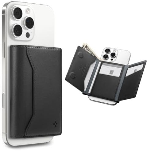 Spigen Valentinus S MagFit+ Porte-Cartes Magnétique 7 Cartes avec Protection RFID conçu pour MagSafe Compatible avec Les Modèles iPhone 16/15/14/13/12 - Noir