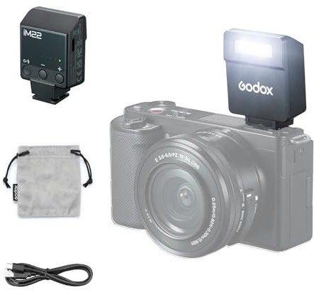 Godox iM22 Mini Flash for Camera,Type-C Rechargeable Battery with 5 Levels Flash Power,440 Full-Power Flash for Canon Fuji Sony Nikon Camera,Single-Contact Hotshoe