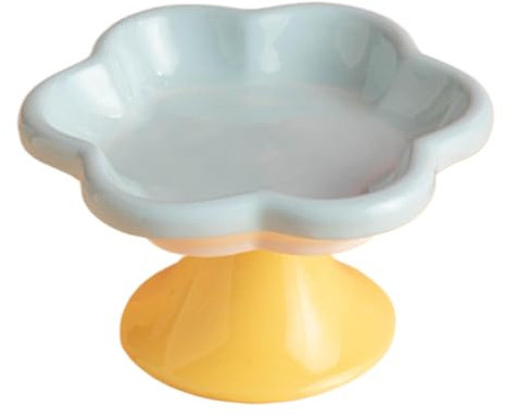 Raised Cat Bowls - Ceramic Elevated Cat Food Bowl, Flower-Shaped Pet Water Dish for Small Dogs, Cats, and Kittens, Indoor Feeding Bowl, Elevated Dish for Comfortable Pet Feeding