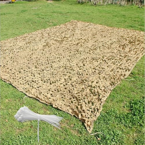 Generisch Tarnnetz Sonnenschutz, Tarnnetz Beige, Sonnensegel, Armee-militärnetz, Tarnung Netz für Deko, Jagd, Camping, Outdoor, Leicht Langlebig Sichtschutz(5X5(m))