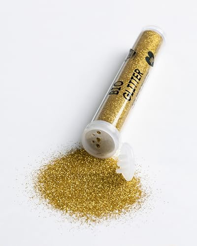 folia Bio-Glitter bunte Farbauswahl 10g umweltfreundlicher Glitzer nachhaltiges Bastelmaterial Dekorieren biologisch abbaubarer Kunststoff feine Körnung Gold
