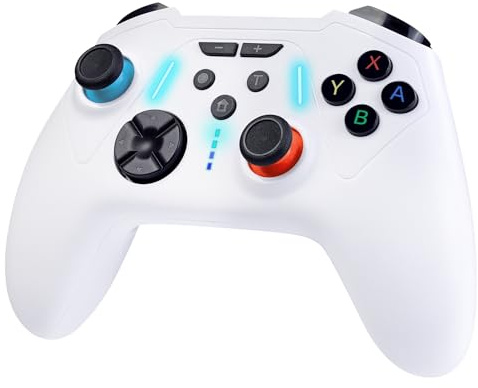Semaiki Wireless Controller für Switch/Switch 2/Lite/OLED/PC,Wireless Switch Pro Controller mit Dual Vibration/6 Achsen Gyroskop/Turbo (weiß)