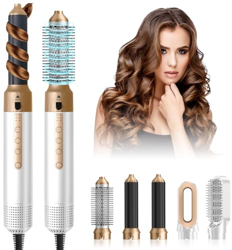 Anluomania Airstyler & Haartrockner 1350W, Hairstyler set mit Föhn110000 U/Min, Föhnbürste mit Auto Lockenstab, Warmluftbürste, Glättbürste, Airflow-Styling für Haar Volumen, Glätten,Locken und Föhnen