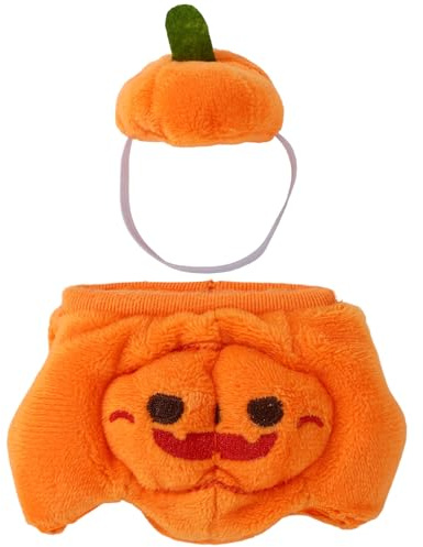Plüsch Puppenkleidung, Lustiges Halloween-Kürbis-Outfit mit Bezauberndem Hut Stilvollem Halloween-Outfit-Zubehör Passend für 17cm Großes Plüschpuppenspielzeug