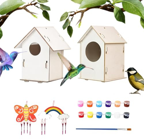 Vogelhaus-Bausatz, DIY-Vogelhaus aus Holz 2 Sets Holz-Vogelhaus-Set mit