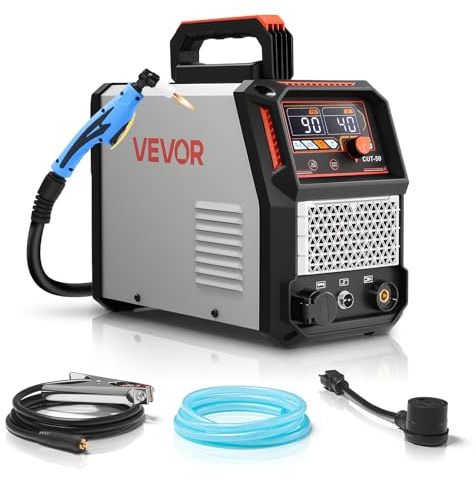 VEVOR Plasma Cutter, 50A Plasma Cutting Machine, 110V/220V Dual Voltage Digital Display IGBT Inverter - with 2T/4T Function & Adjustable PA/PT Time for Home Repairs, Workshops